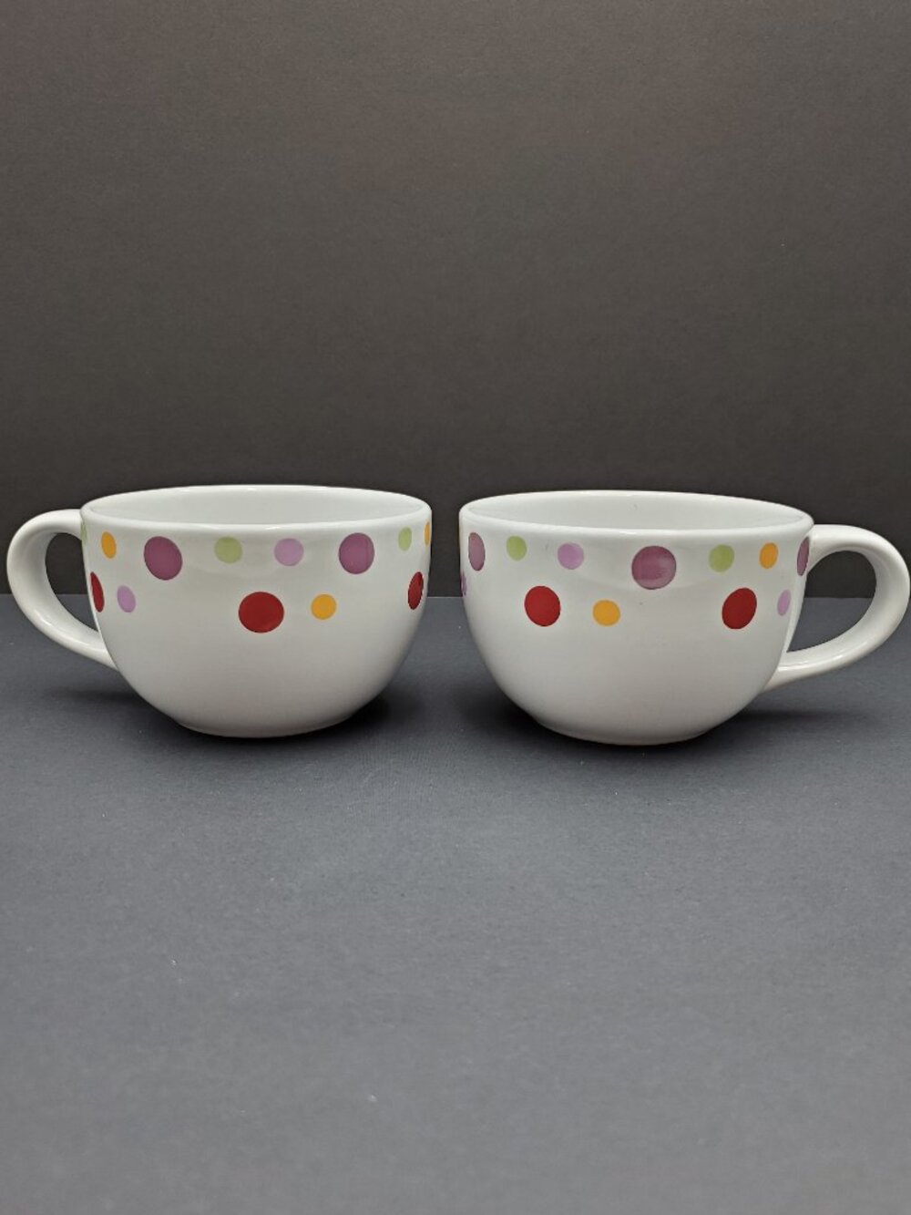 Pampered Chef Simple Additions Dots Soup Mugs Polka Dots Coffee Mugs